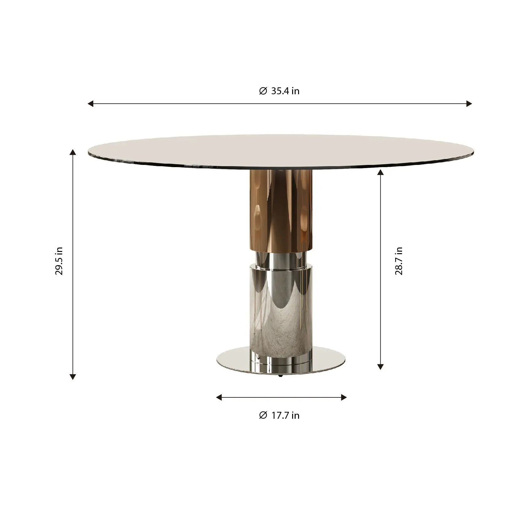 Round Glass Dining Table With Stainless Steel Legs And Chairs by HouseOfZazla