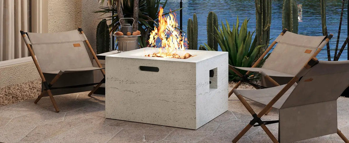 U_Style MGO Outdoor Square Fire Pit with Steel Burner by HouseOfZazla