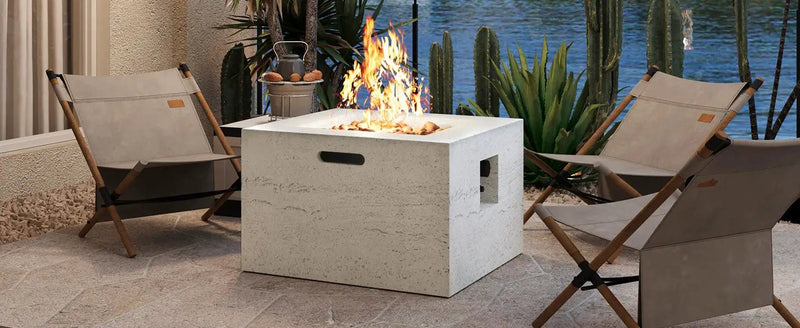 U_Style MGO Outdoor Square Fire Pit with Steel Burner by HouseOfZazla