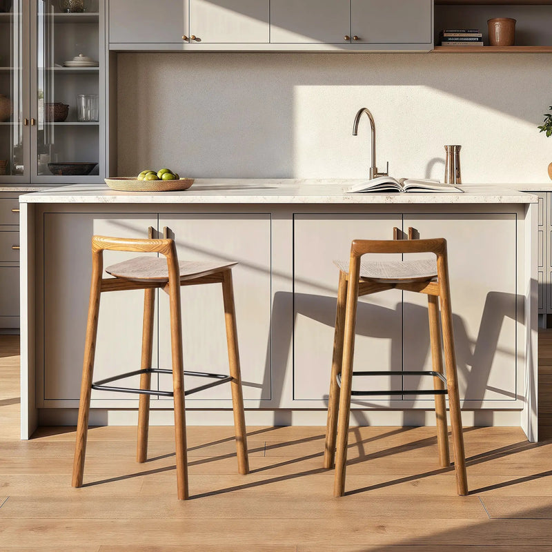 Sven 30" Modern Minimalist Low Back Wood Barstool by HouseOfZazla