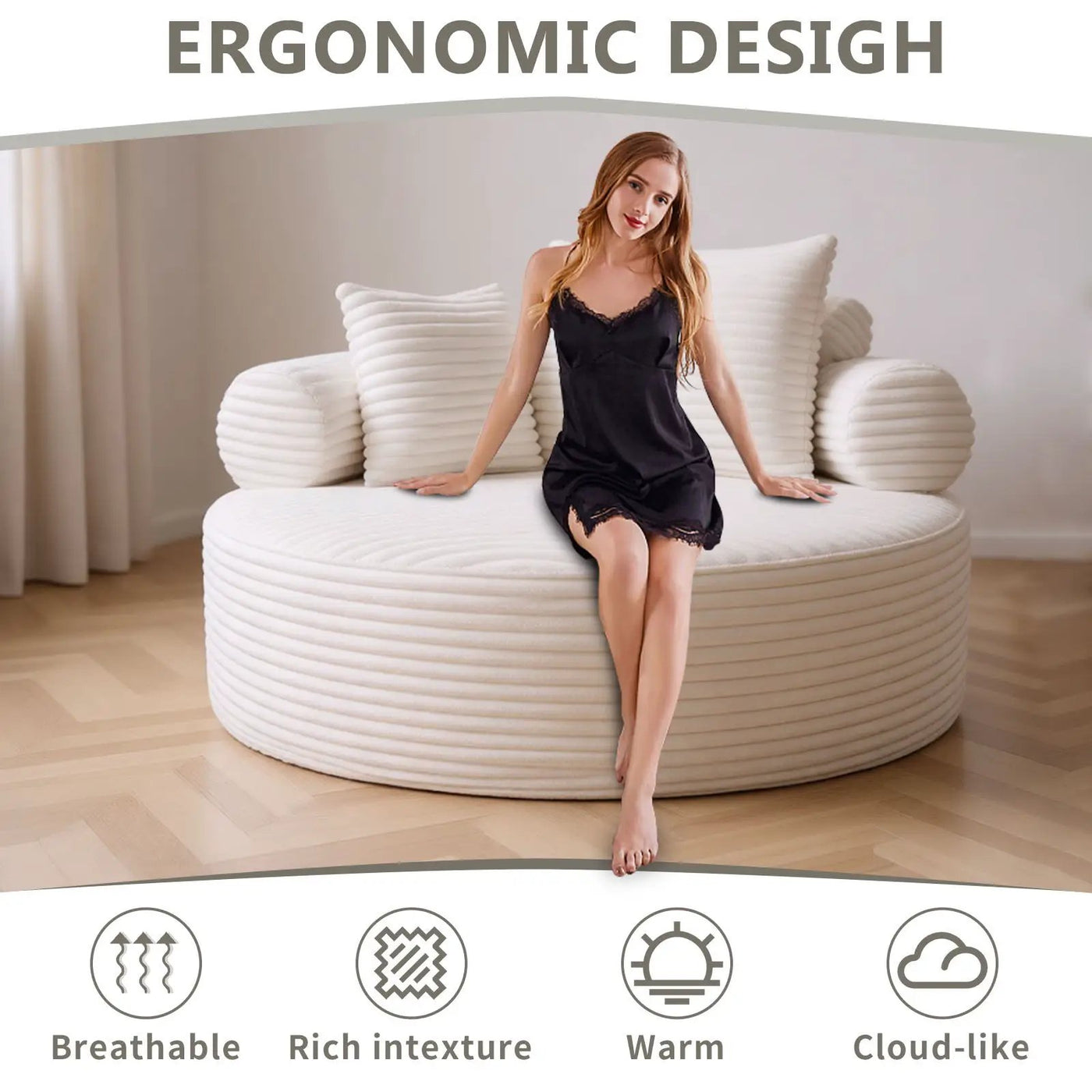 Round Sofa Bed With 3 Pillows For Living Room by HouseOfZazla