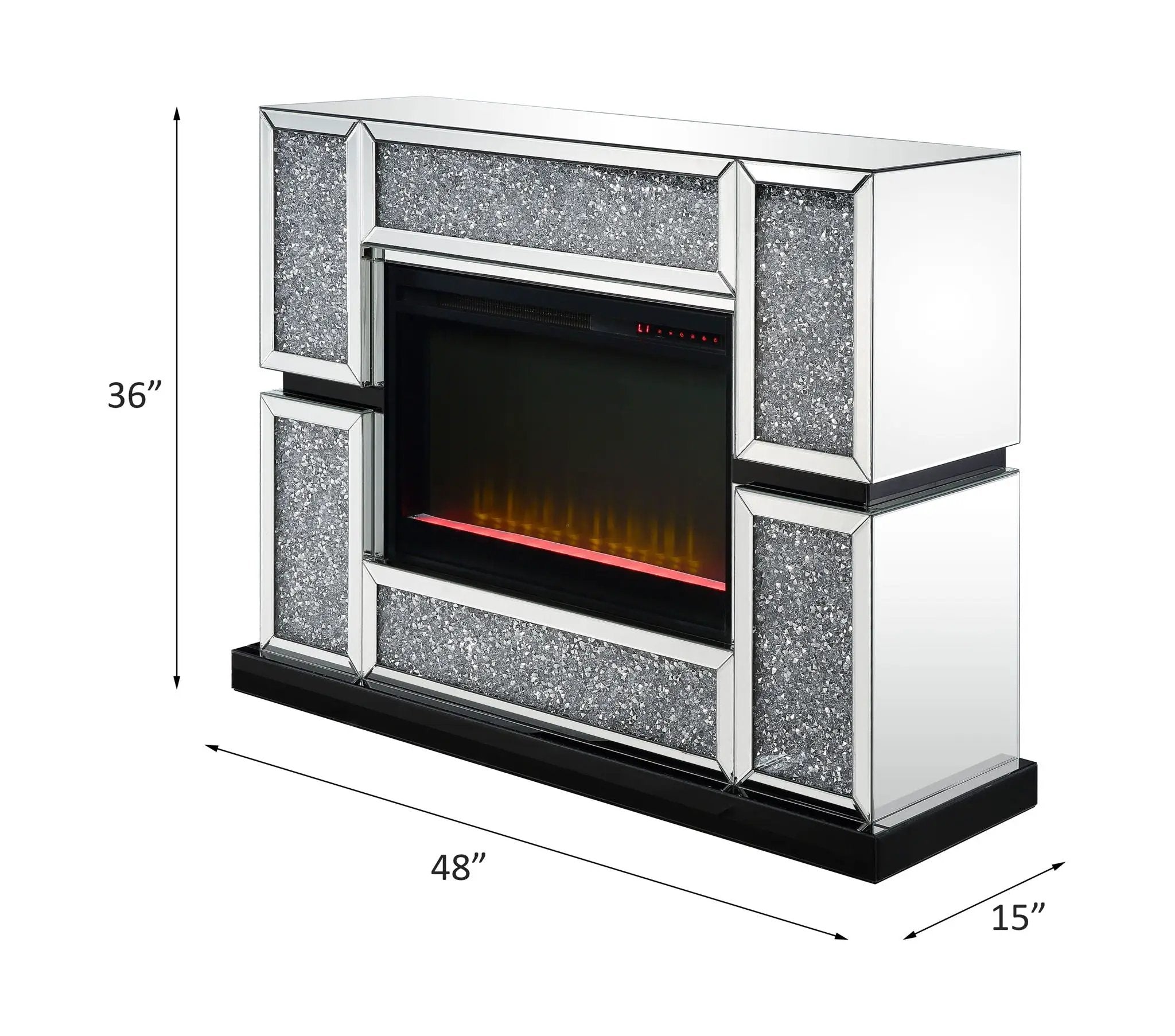 Noralie - 48" X 15" Fireplace - Mirrored & Faux Diamonds by Unique Piece Furniture