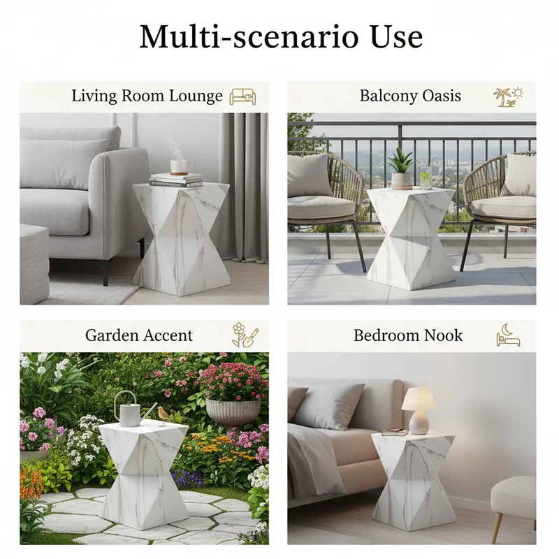 Modern Geometric MGO Side Table - Hourglass Accent Table by HouseOfZazla