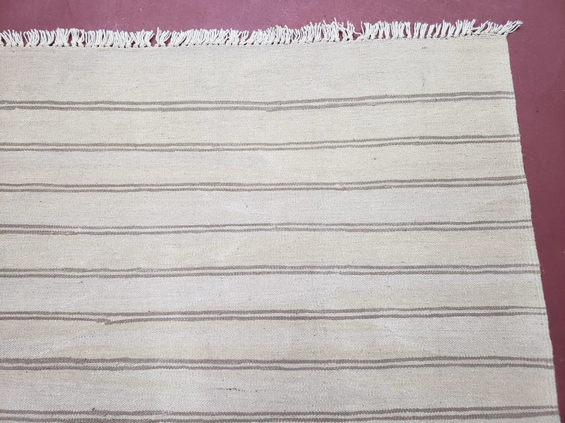 New Striped Turkish Kilim Area Rug 4x6 ft, Hand-Knotted, Wool, Light Gray, Earth Tone Decor, Flatweave Kilim, Two Toned Rug, Southwestern by Jewel Rugs