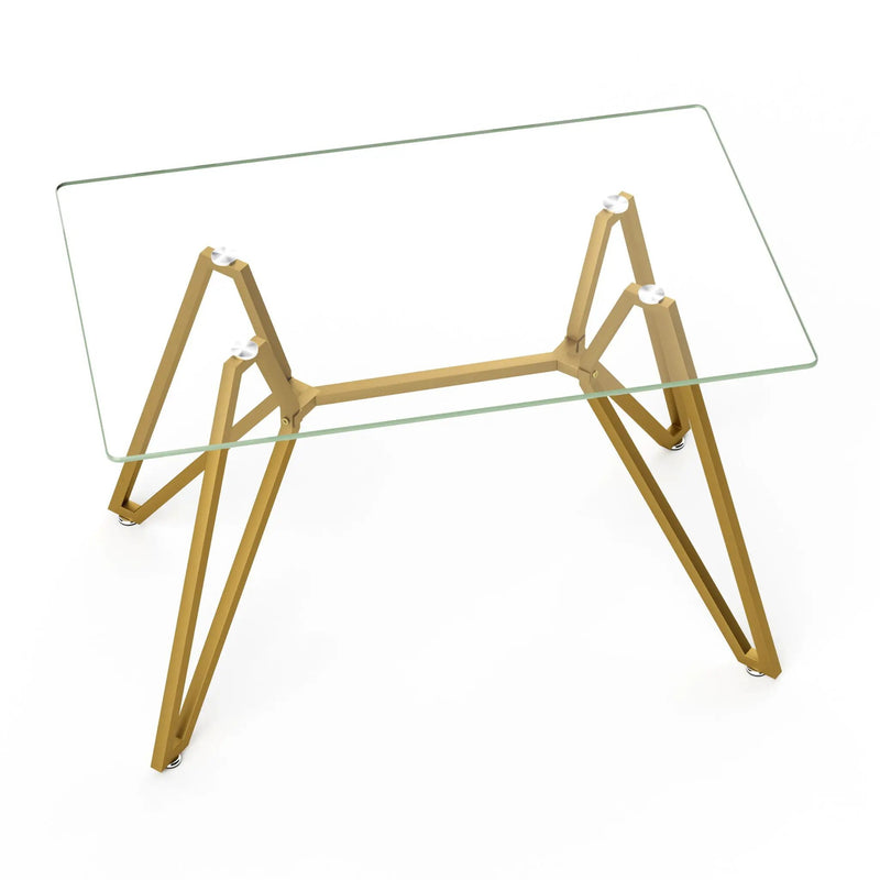 Modern Glass Dining Table With Metal Legs by Unique Piece Furniture