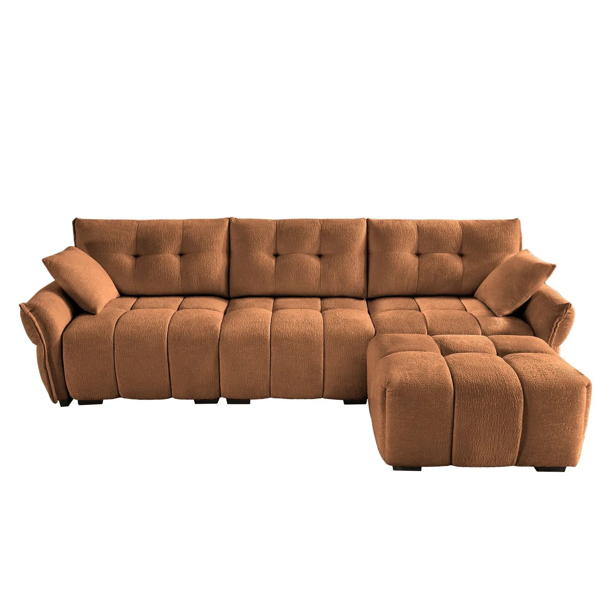 Sofa Set With Ottoman And Pillows, Textured, High Resilience Cushions by HouseOfZazla