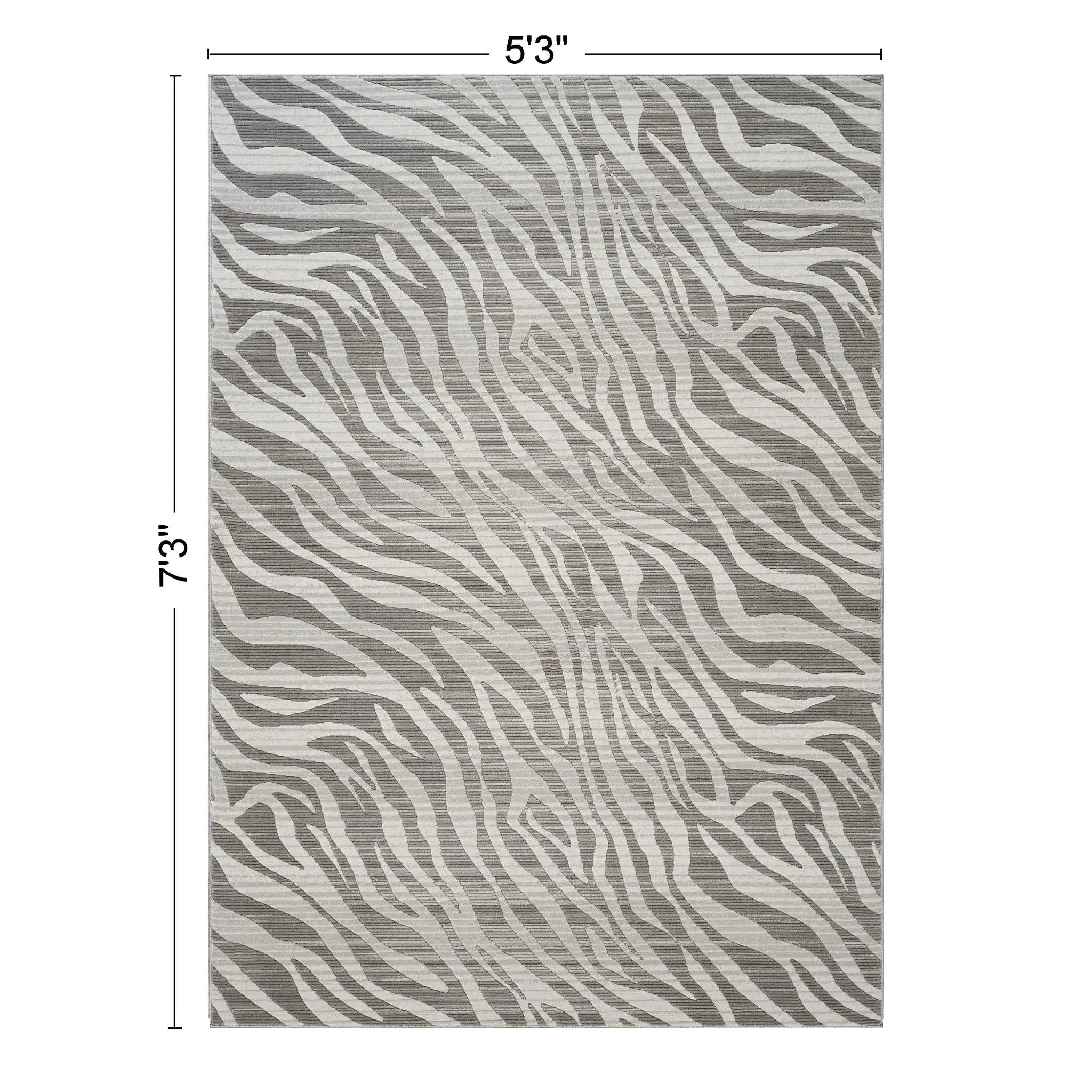 Geometrix - 5'3" X 7'3" Area Rug Geometric & 3D Effect - Ivory / Gray by HouseOfZazla