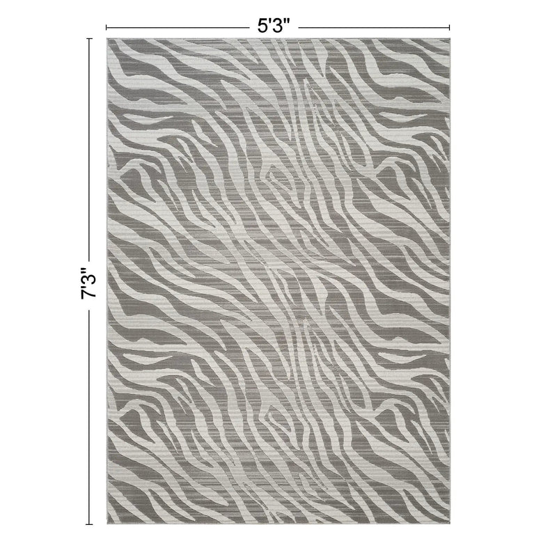 Geometrix - 5'3" X 7'3" Area Rug Geometric & 3D Effect - Ivory / Gray by Unique Piece Furniture