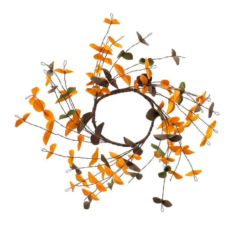 Fall Leaves Wreath, Botanicals Decor For Harvest Festival Fall Festival & Thanksgiving Table Decorations (Set of 12) - Orange Multi by HouseOfZazla