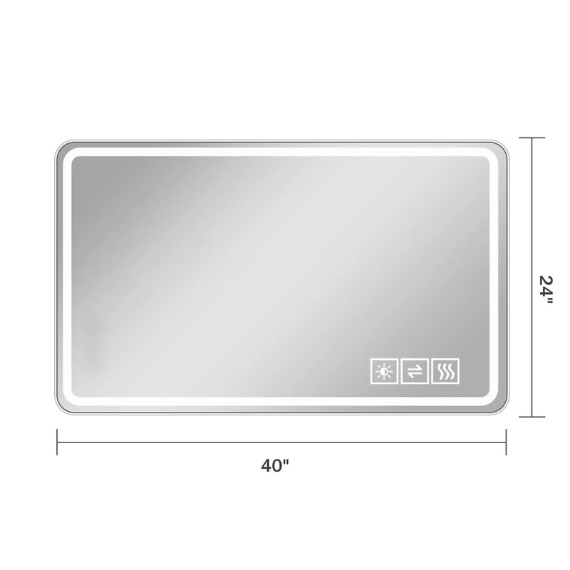 LED Bathroom Mirror Vanity Mirrors With Front Lights Wall Mounted Anti-Fog Frameless Make Up Mirror With Light Copper Free Silver Mirror Horizontal Or Vertical - Silver by HouseOfZazla
