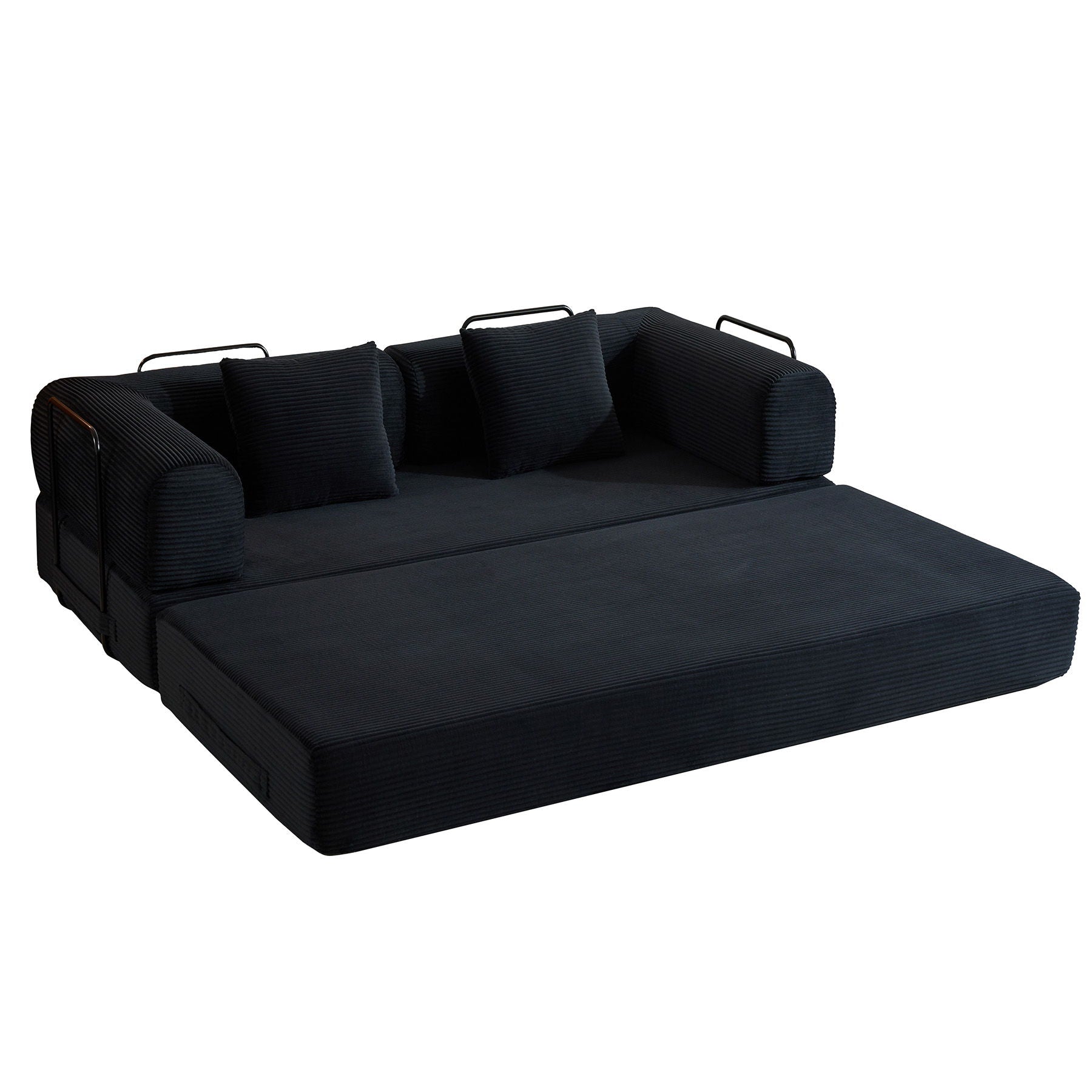 Convertible Sleeper Sofa Bed With Cylindrical Pillow, With Fixed Shape Frame by Unique Piece Furniture