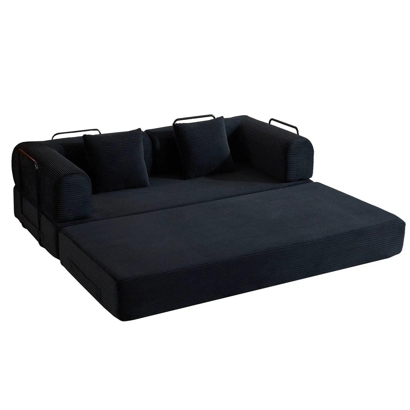 Convertible Sleeper Sofa Bed With Cylindrical Pillow, With Fixed Shape Frame by Unique Piece Furniture