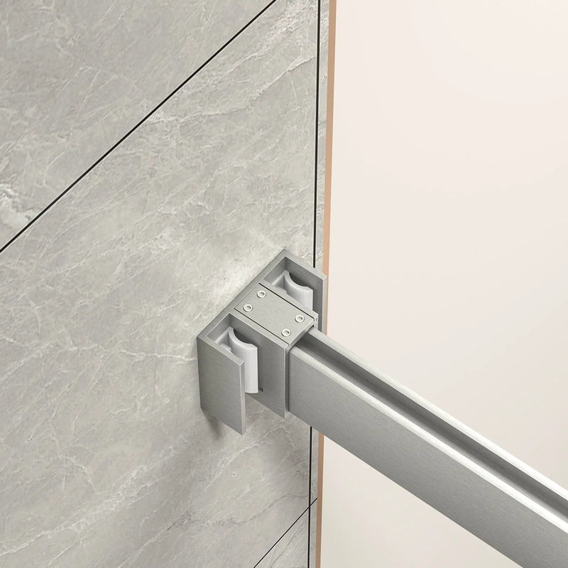 55"-60" W x 76" H Brushed Nickel Reversible Frameless Sliding Shower Door by HouseOfZazla