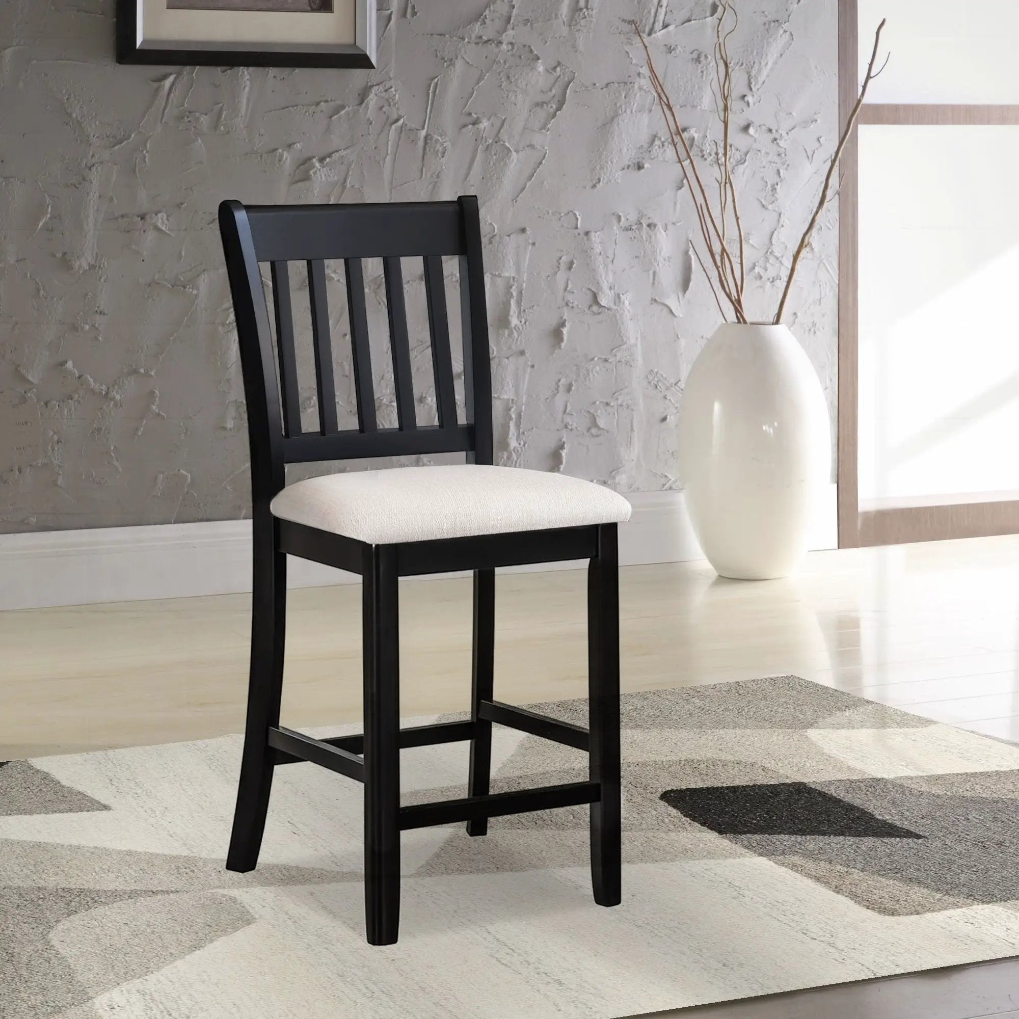 Transitional Rubberwood Dining Room Chairs (Set of 2) With Slatted Back - Black by Unique Piece Furniture