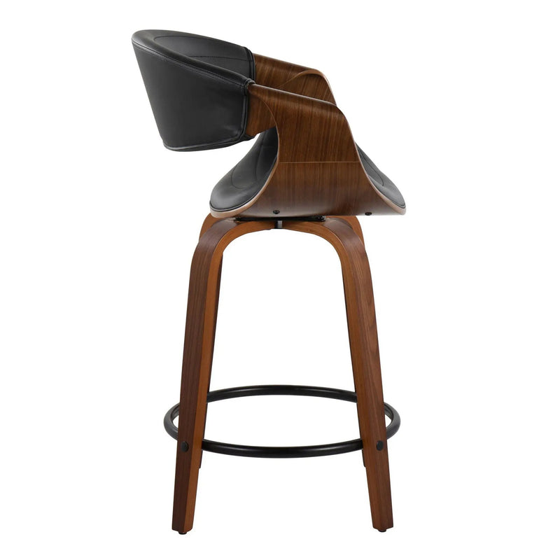 Symphony - Mid Century Modern Fixed Height Counter Stool With Swivel With Round Footrest (Set of 2) by HouseOfZazla
