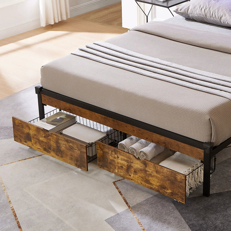 Modern Style Full Bed Drawers With Wheels Storage Solution - Brown / Black by HouseOfZazla