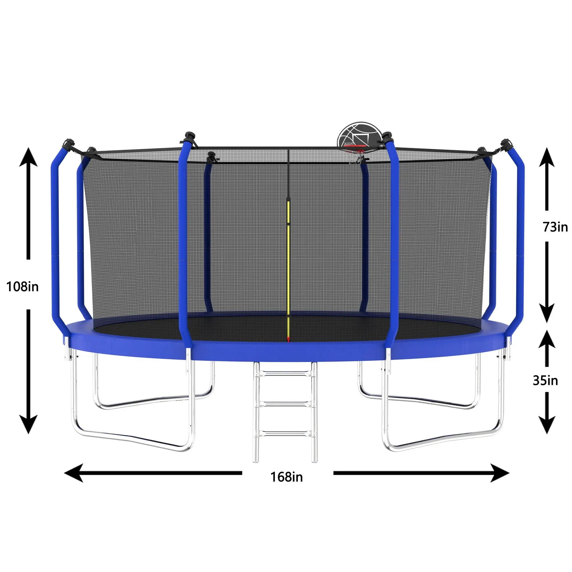 Trampoline With Basketball Hoop, Astm Approved Reinforced Type Outdoor Trampoline With Enclosure Net by HouseOfZazla