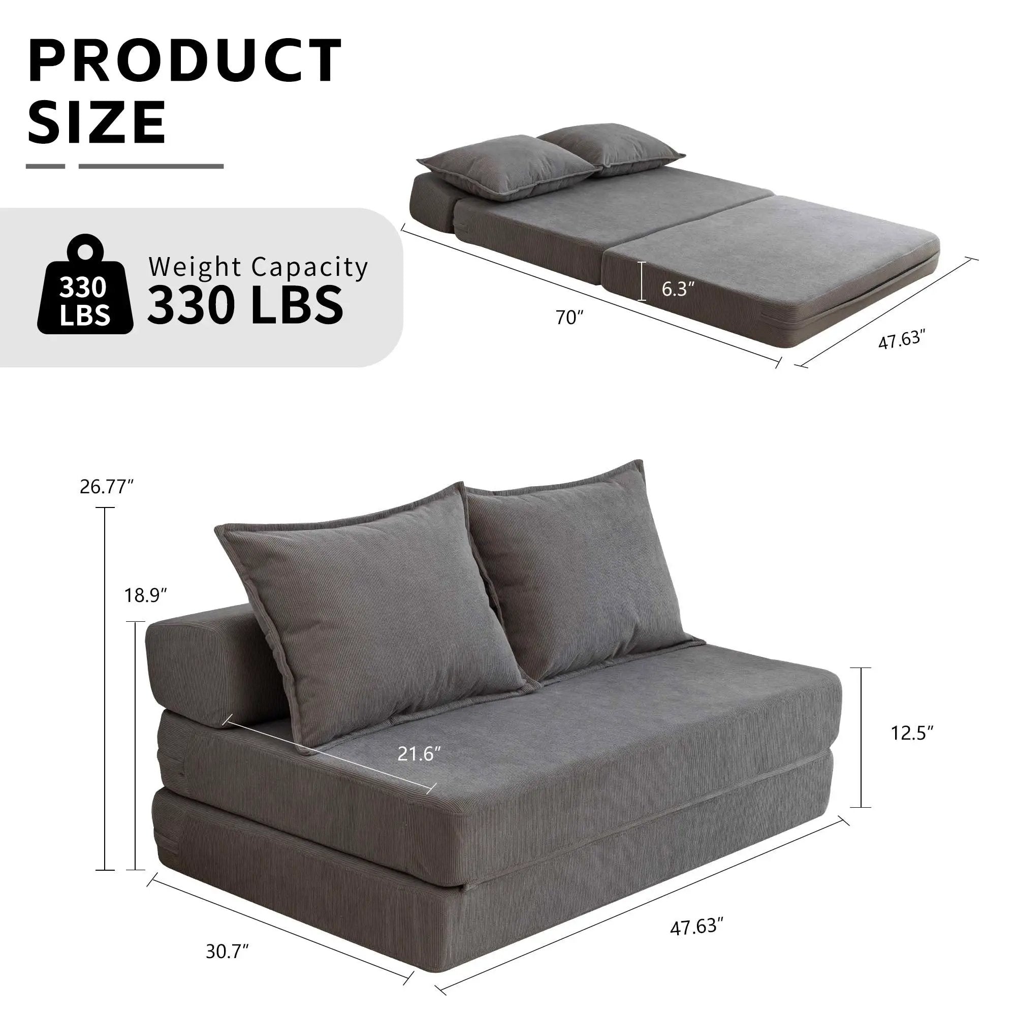 Foldable Sofa Bed Sleeper Lounge Chair with Pillow by HouseOfZazla