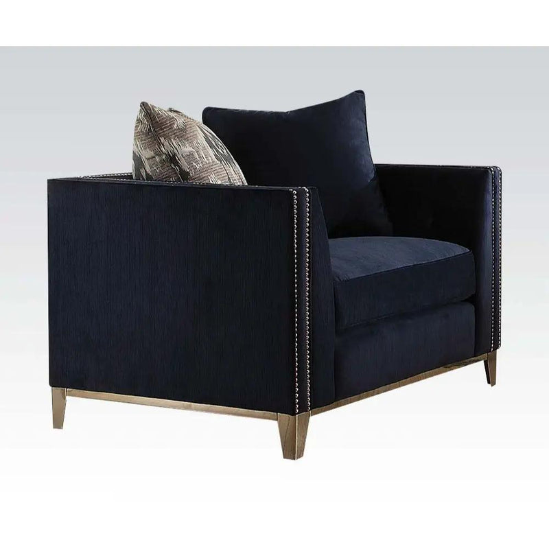 Phaedra - Chair With 2 Pillows - Blue Fabric by Unique Piece Furniture