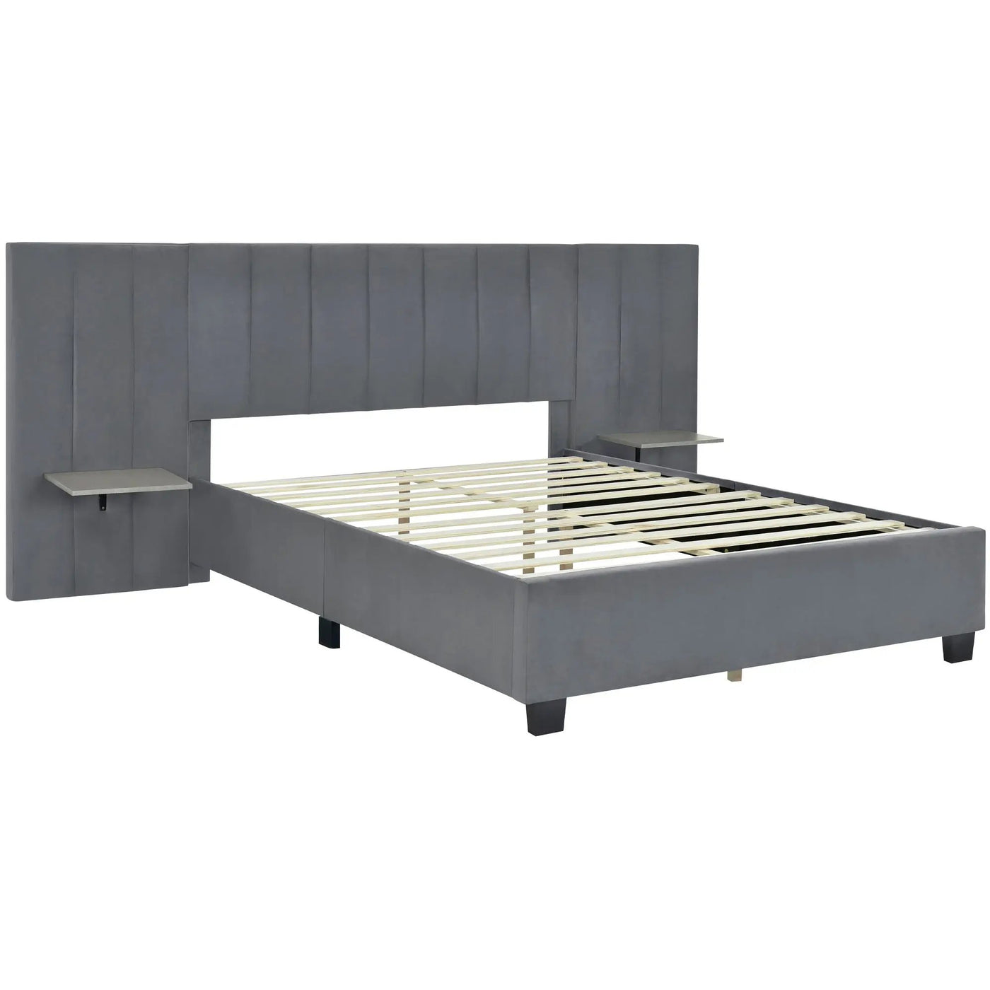 Upholstered Platform Bed With Big Headboard by Unique Piece Furniture