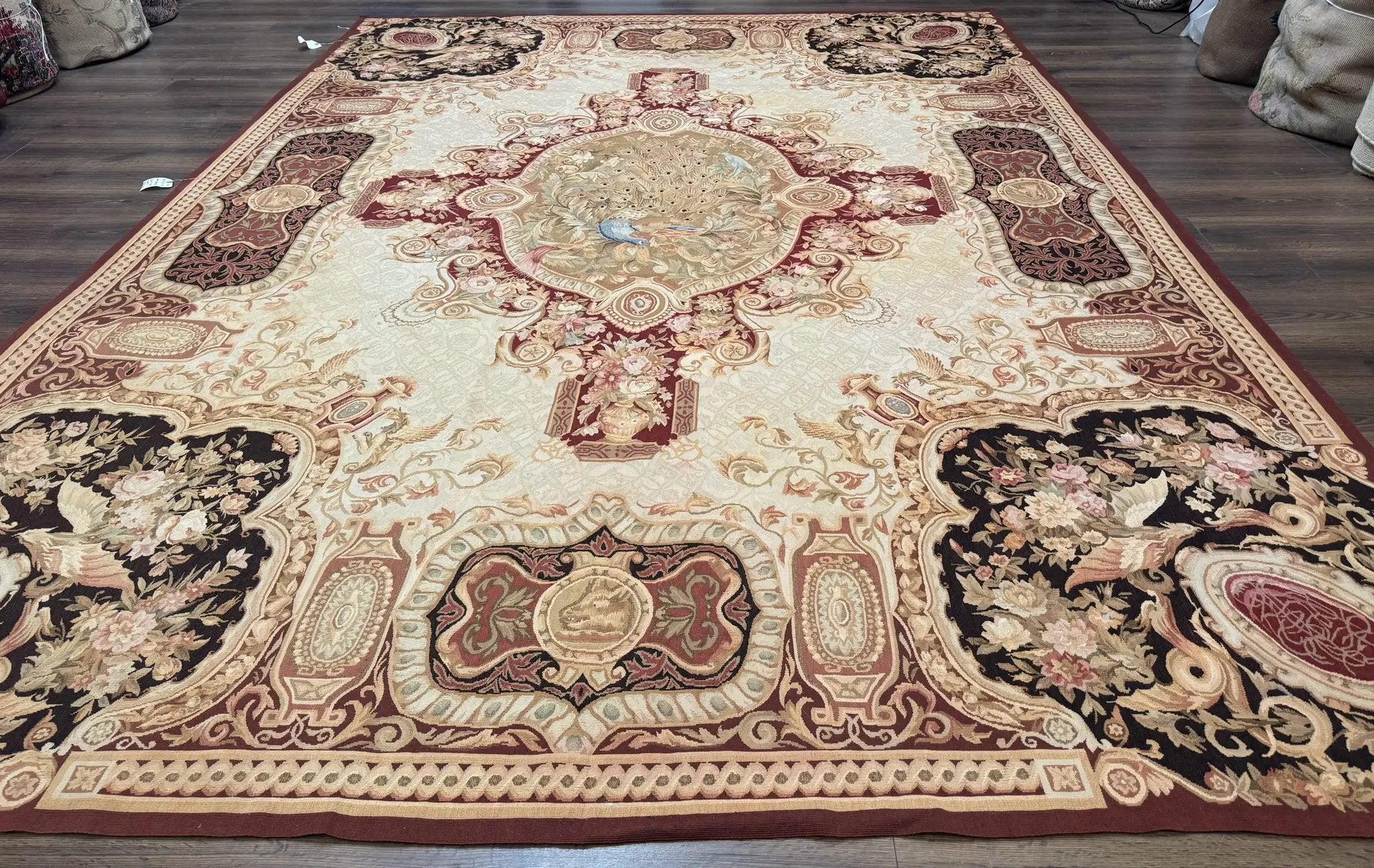French Aubusson Rug 9x12 - European Design Flatweave Carpet by Jewel Rugs