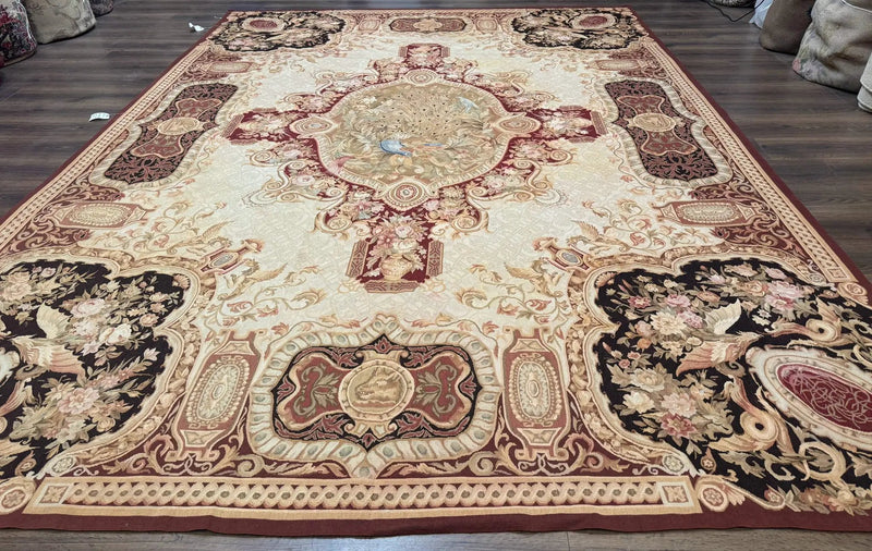 French Aubusson Rug 9x12 - European Design Flatweave Carpet by Jewel Rugs