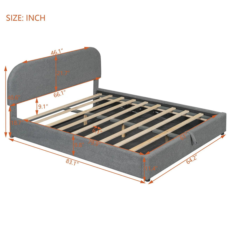 Upholstered Platform Bed With Hydraulic Storage System by Unique Piece Furniture