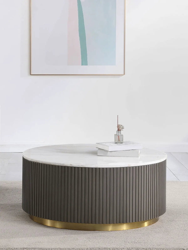 Jason Round White Marble Top Coffee Table Charcoal, photo 2 of 7
