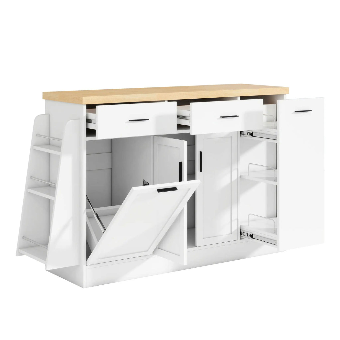 Kitchen Sideboard With Sliding Door Cabinet, 3 Tier Spice Rack by HouseOfZazla