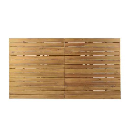 7 Pieces Acacia Wood Outdoor Dining Set with Cream Cushions by HouseOfZazla