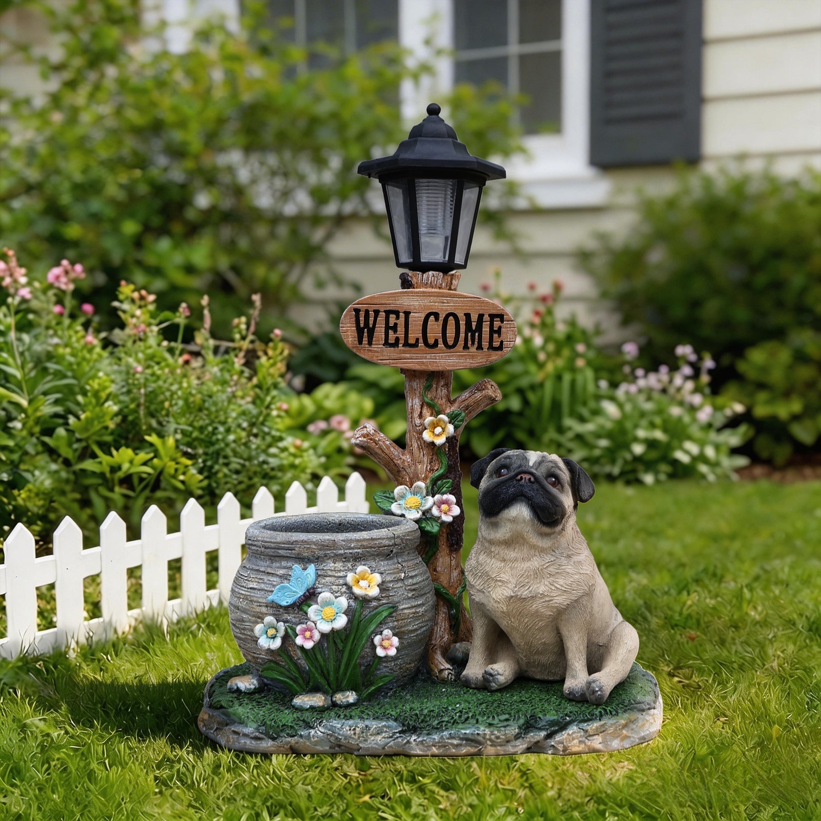 Sitting Pug Dog Planter Statue by HouseOfZazla
