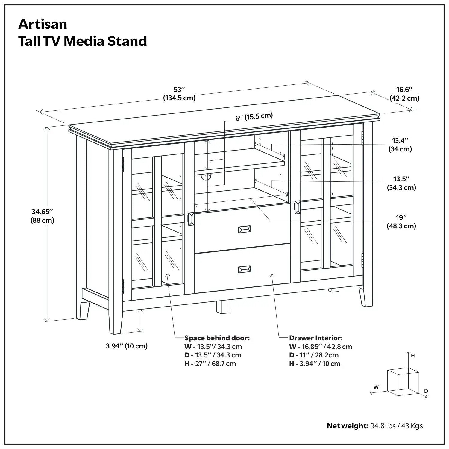 Artisan - Handcrafted, Tall TV Media Stand by Unique Piece Furniture