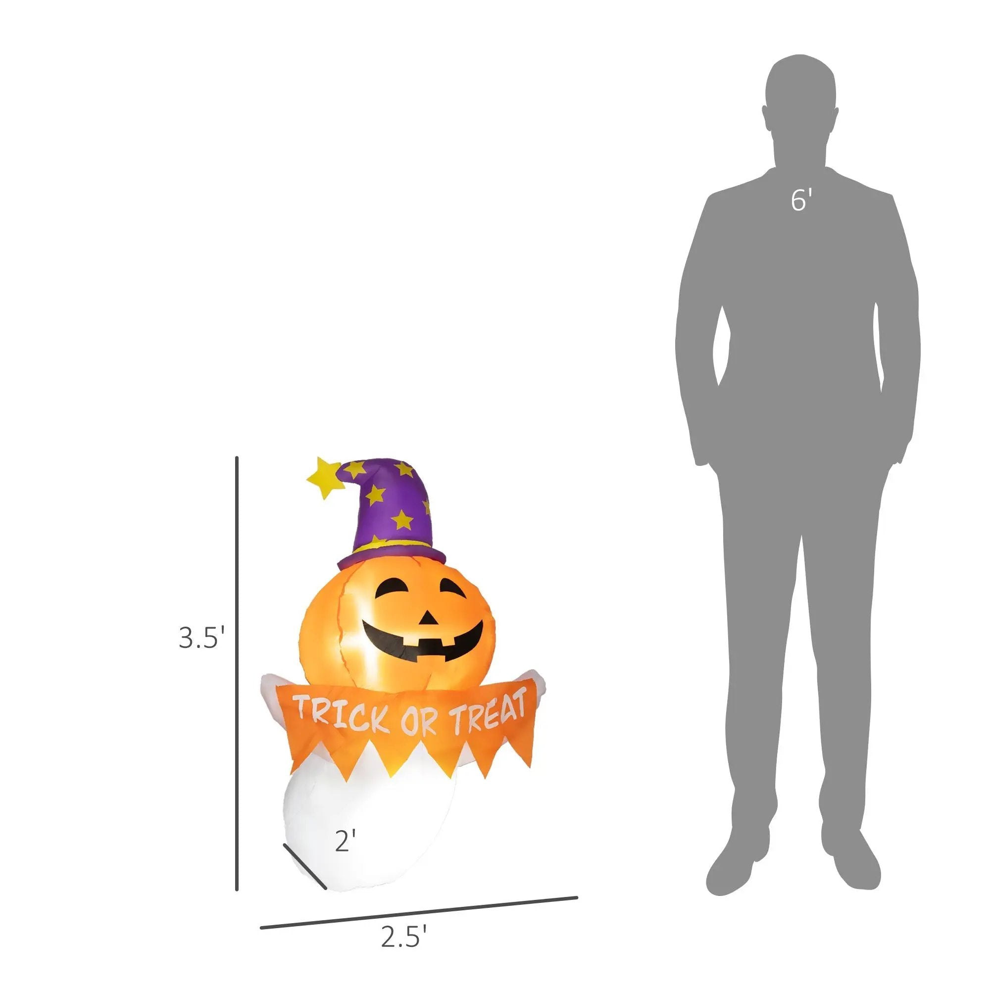 Inflatable Halloween Window Sticker Ghost with LED Lights – 41.3" Tall by HouseOfZazla