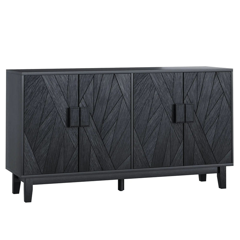 Modern Style Buffet Cabinet, Storage Side Cabinet Buffet Cabinet, Medieval Modern Multifunctional Decorative Cabinet Suitable For Living Room, Dining Room, Entrance, Corridor, Kitchen - Black by HouseOfZazla