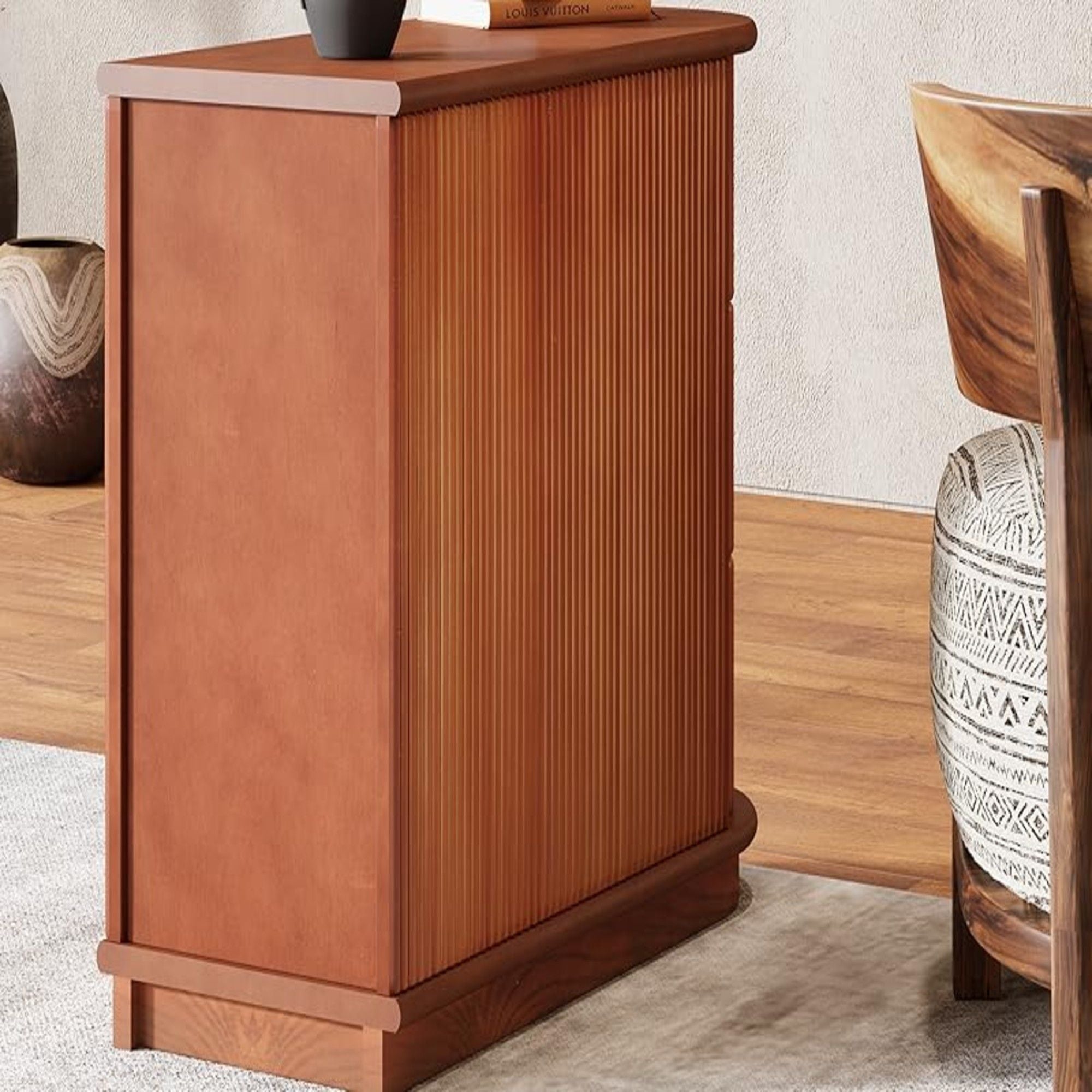 3 Drawer End Table, Semi Oval For Living Classic Accent Furniture - Walnut by HouseOfZazla
