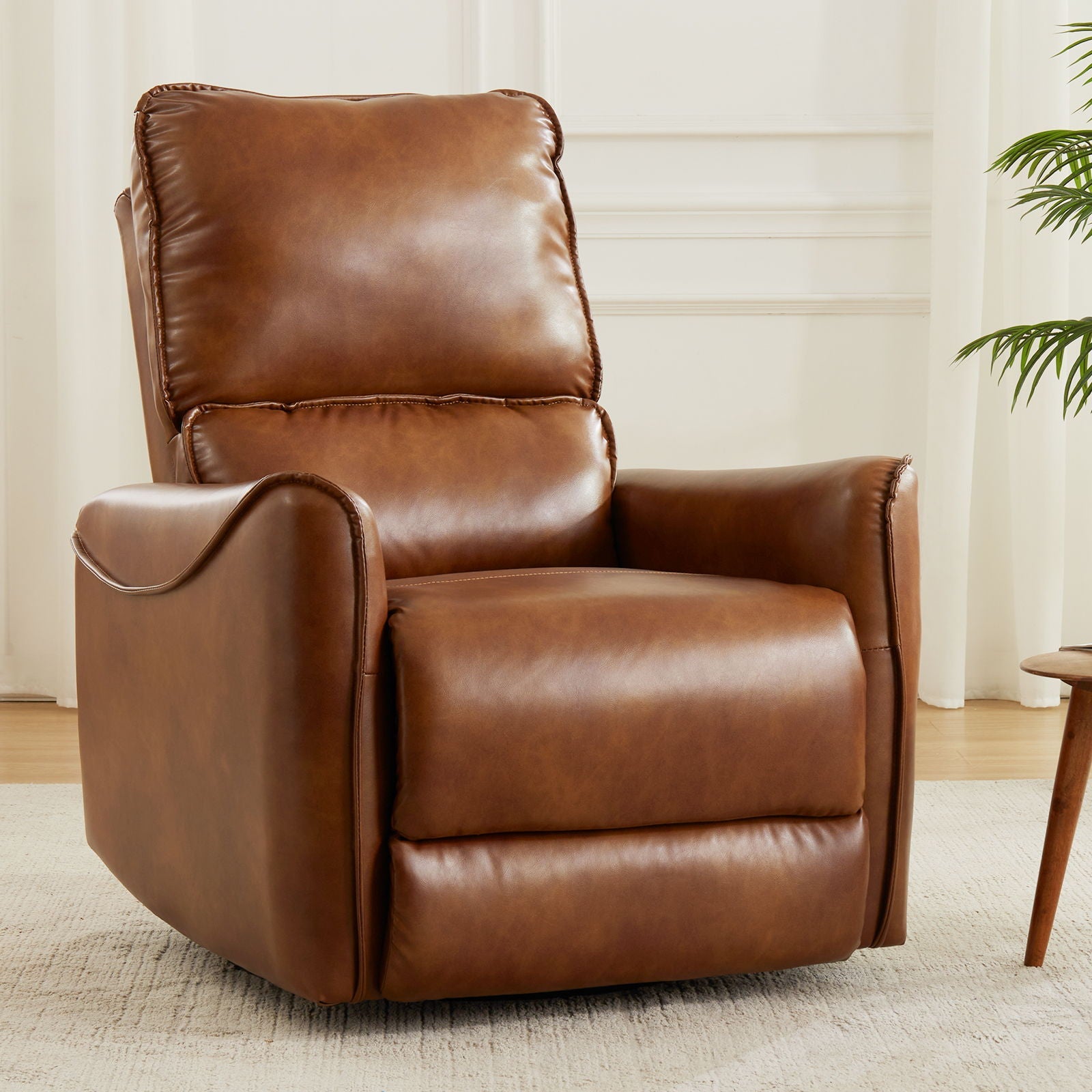 Electric Recliner Chair With Rocker And Swivel Function - Brown by HouseOfZazla