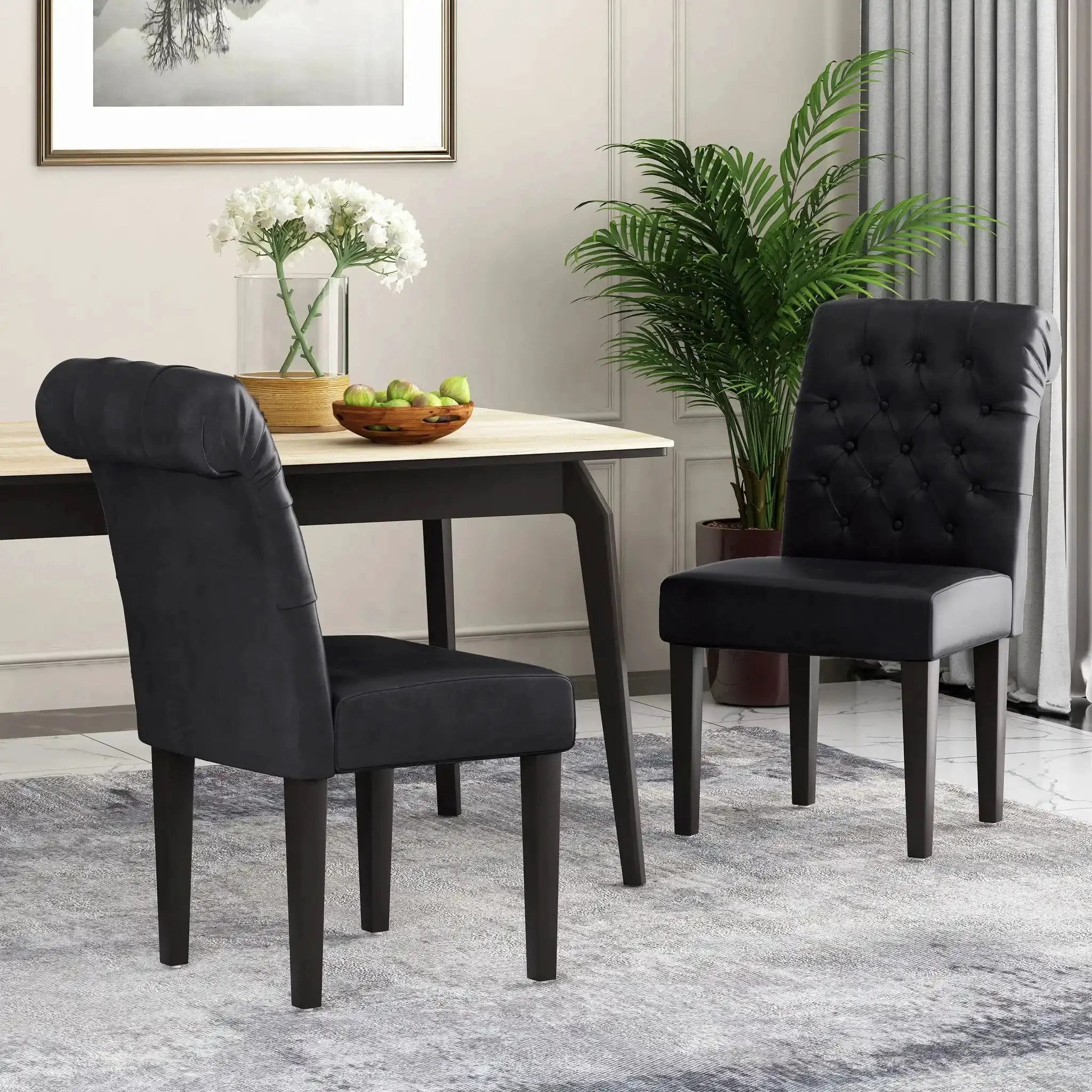 Broxton Tuft Dining Rolltop Chairs With Button Tufted Backrest (Set of 2) by HouseOfZazla