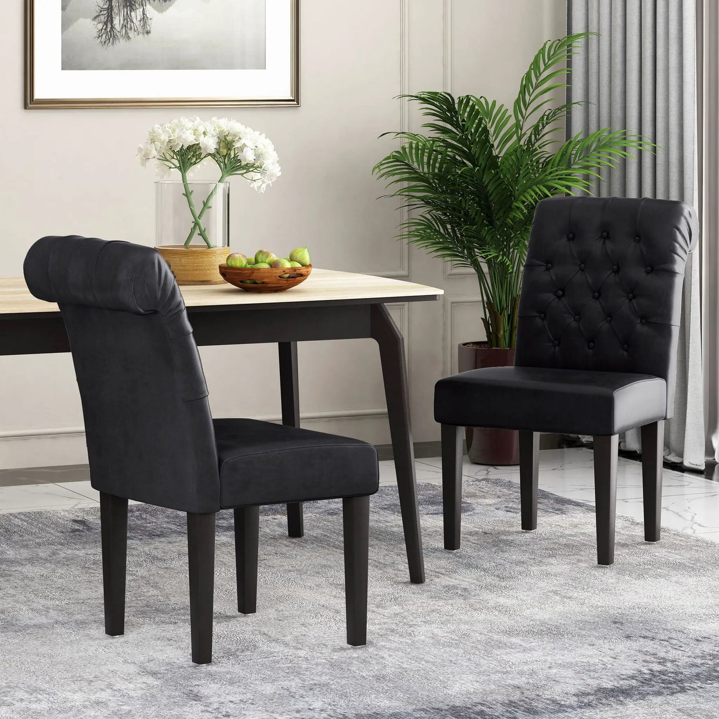 Broxton Tuft Dining Rolltop Chairs With Button Tufted Backrest (Set of 2) by HouseOfZazla