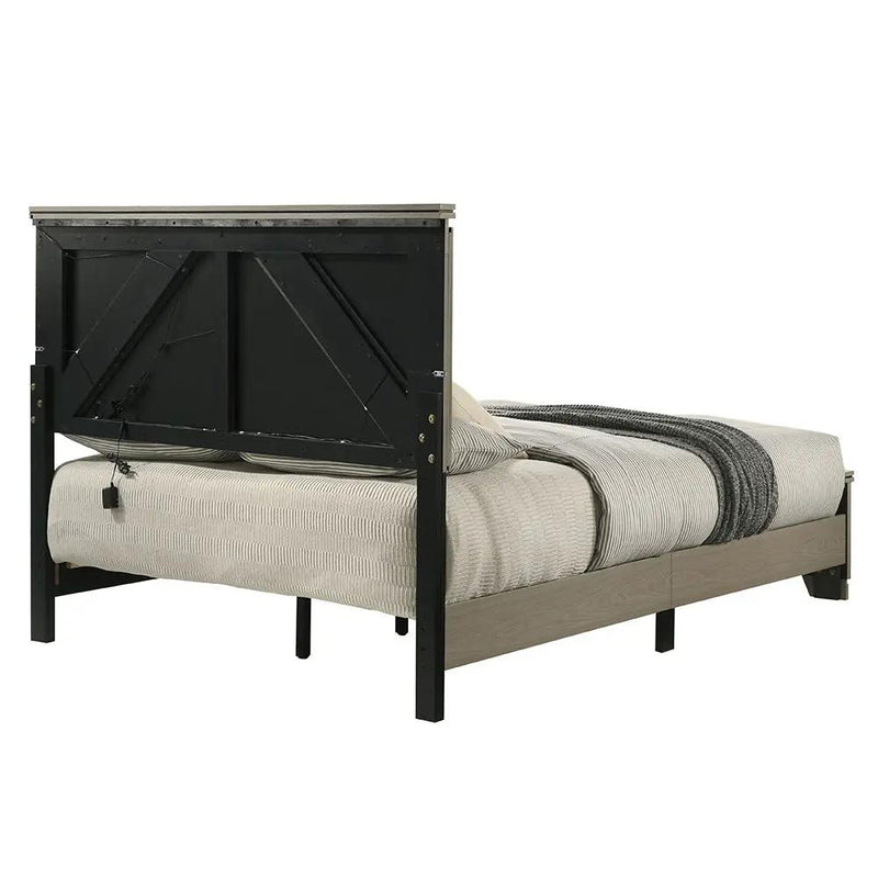Joanna - Queen Bed With LED - Weathered Gray by Unique Piece Furniture