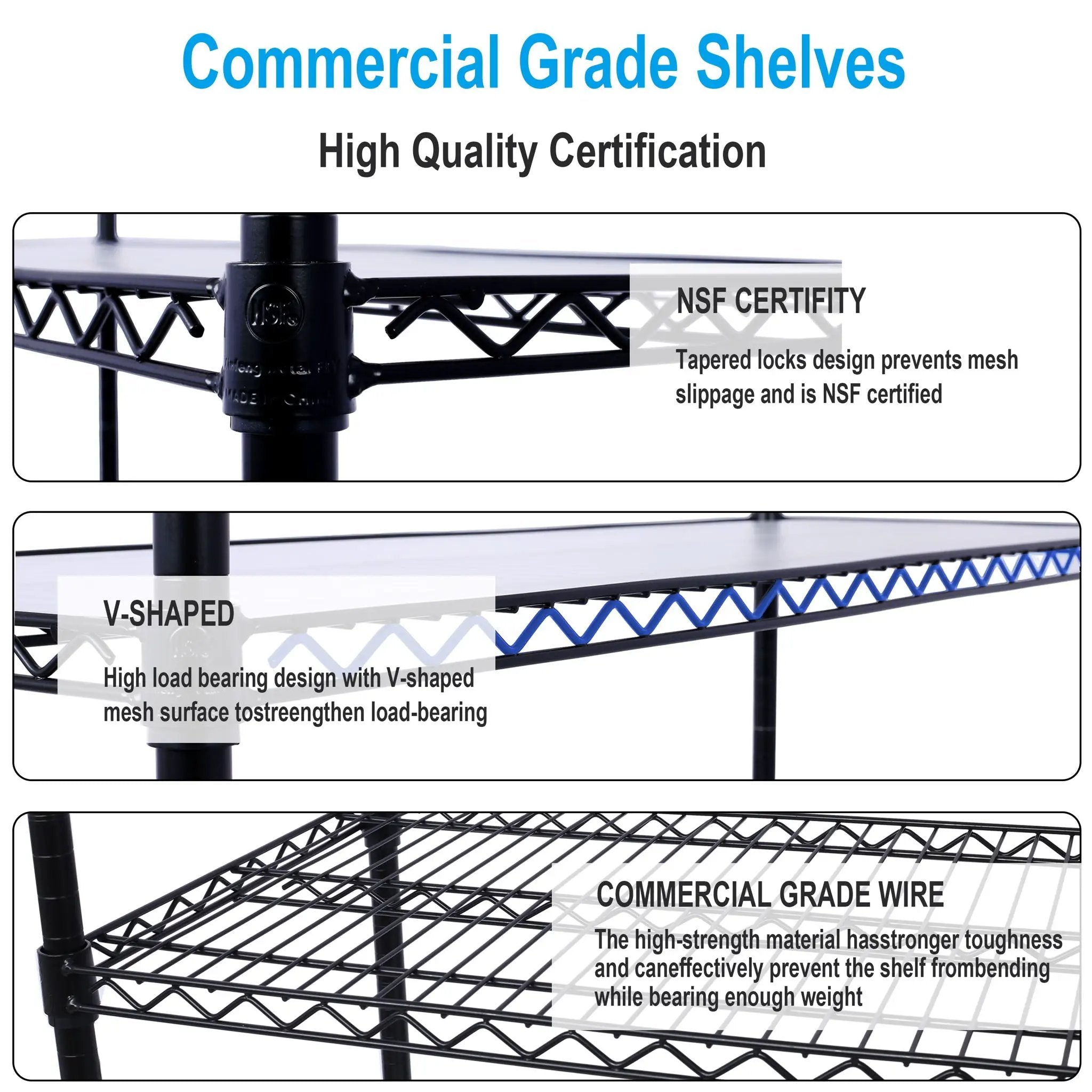 6 Tier 6000Lbs Capacity Nsf Metal Shelf Wire Shelving Unit, Heavy Duty Adjustable Storage Rack With Wheels & Shelf Liners For Commercial Grade Utility Steel Storage Rack by HouseOfZazla