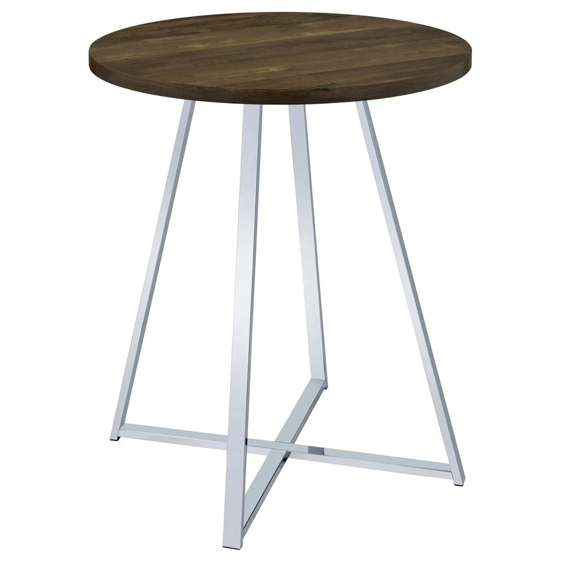 Burkhart Round 35-inch Pub Height Bistro Bar Table Brown Oak by Unique Piece Furniture