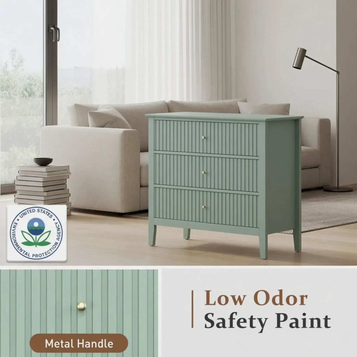 Fluted 3 Drawer Nightstand With Soft Close Slides by HouseOfZazla