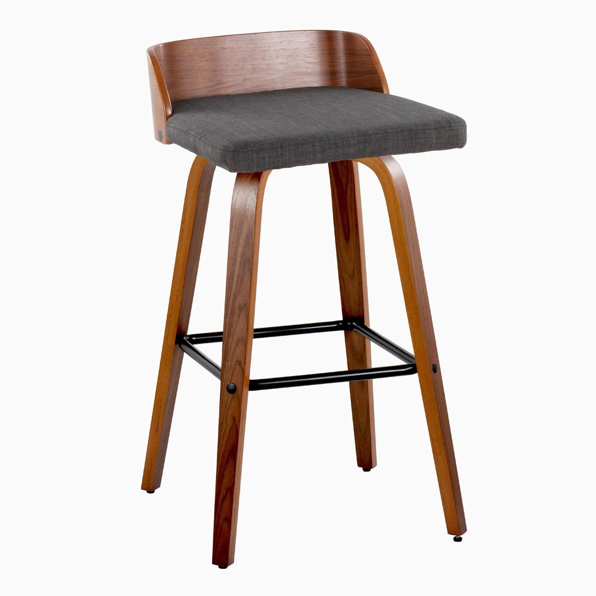 Maya - Mid Century Modern Fixed Height Barstool With Swivel And Square Footrest (Set of 2) by HouseOfZazla
