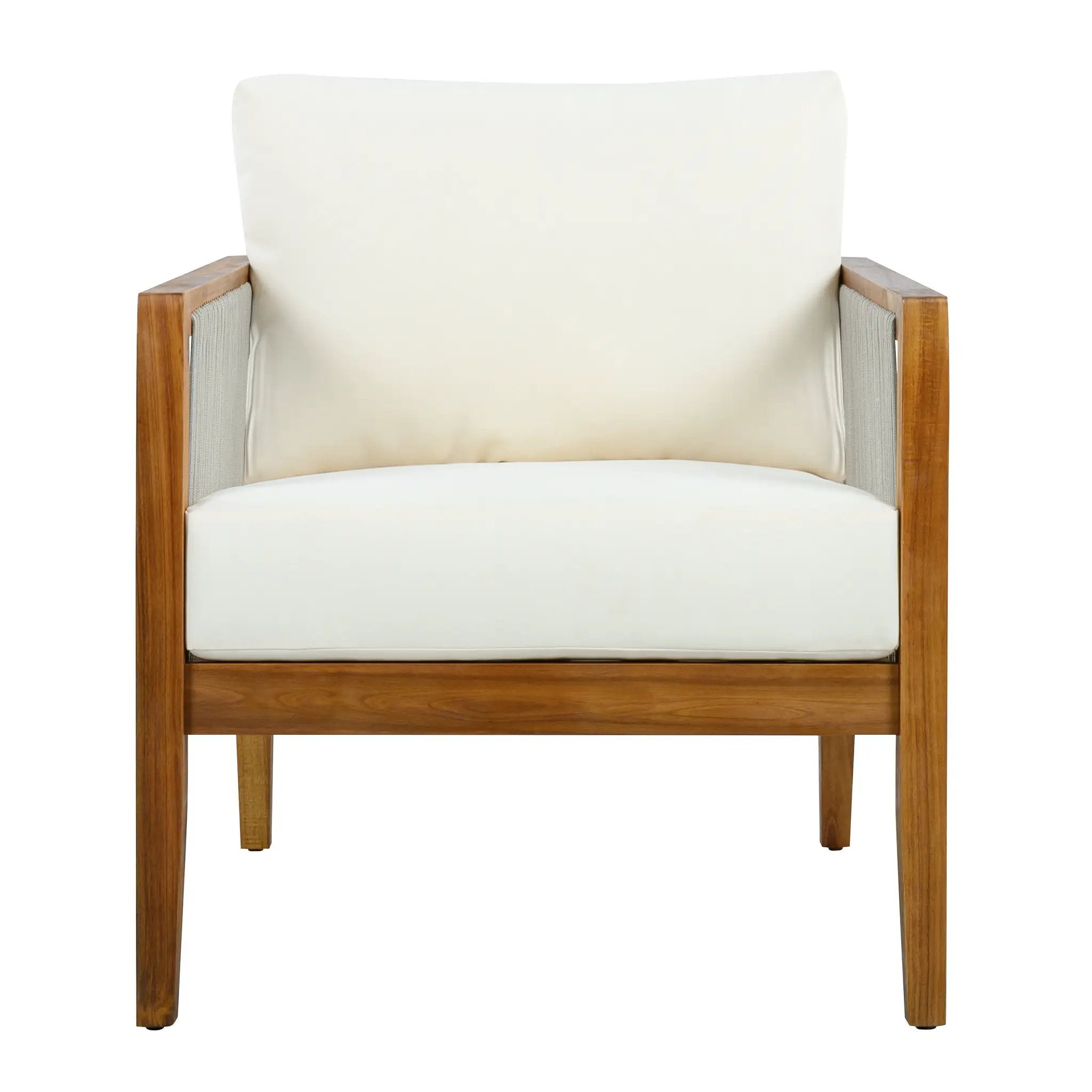 Outdoor 4-Piece Sofa Set, Acacia Wood Frame with Rope Detail, Water-Repellent by HouseOfZazla