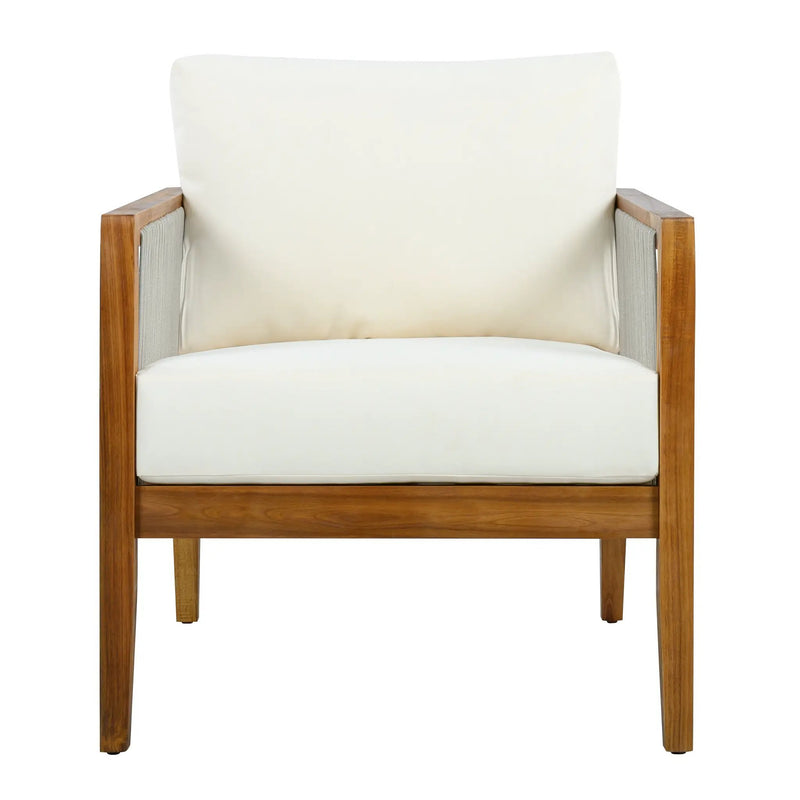 Outdoor Club Chair (Set of 1) - Acacia Wood Frame with Rope Back by HouseOfZazla