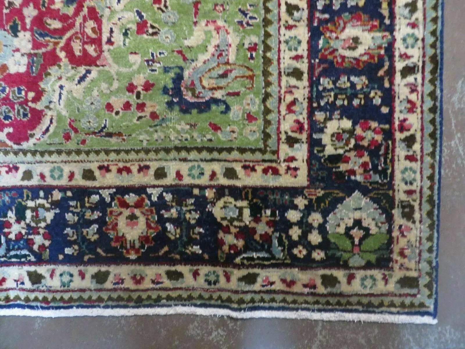 Persian Tabriz Rug 7x10, Red Blue and Green Rug, Allover Floral Medallion Rug, Hand Knotted Rug, Antique Rug 7 x 10 Vintage Wool Oriental Carpet by Jewel Rugs