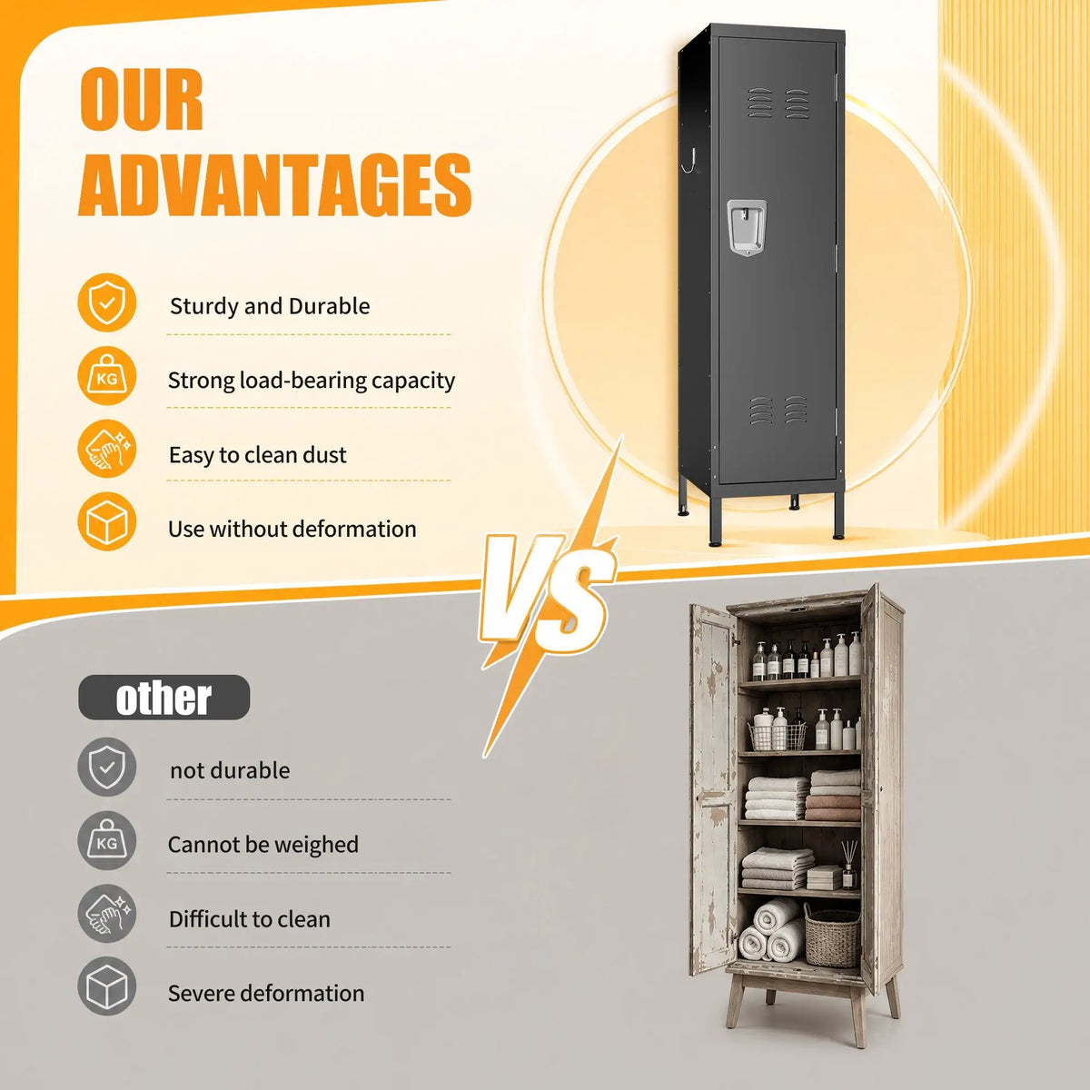 55-Inch Tall Metal Wardrobe Cabinet by HouseOfZazla