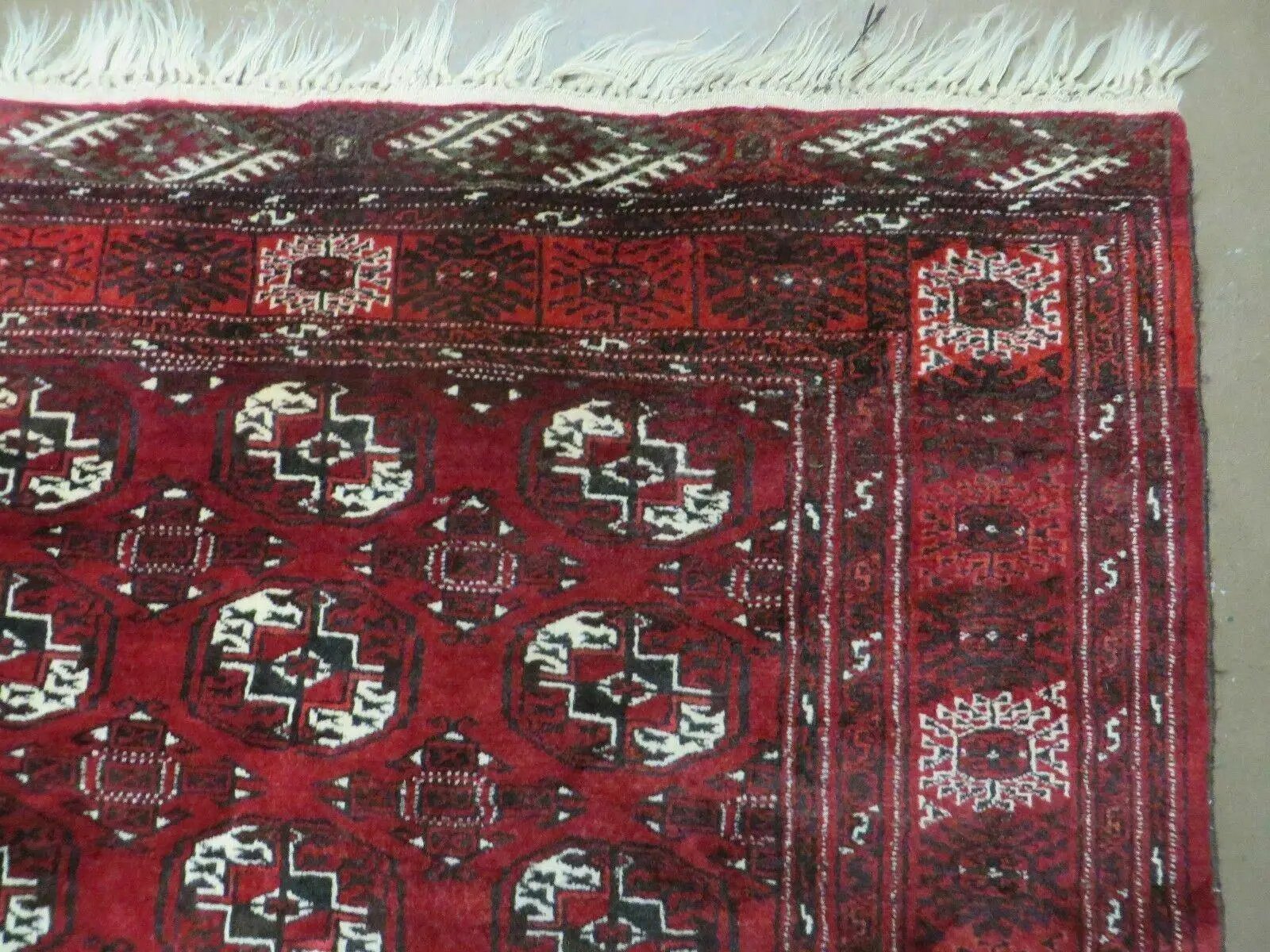 4' 5" X 5' 7" Semi Antique Handmade Afghan Yamud Turkoman Bokhara Wool Rug by Jewel Rugs