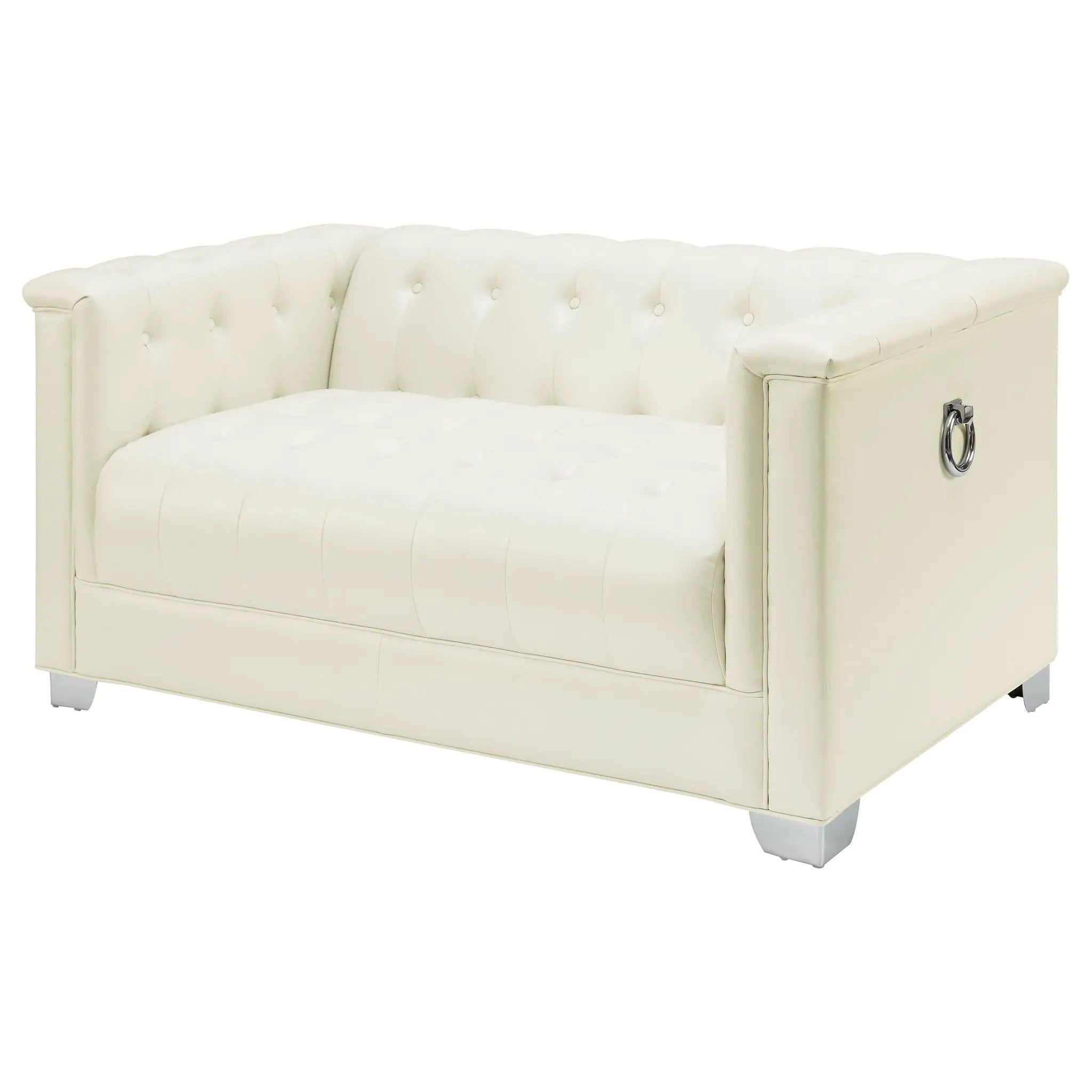 Earline - Upholstered Track Arm Loveseat - White by HouseOfZazla