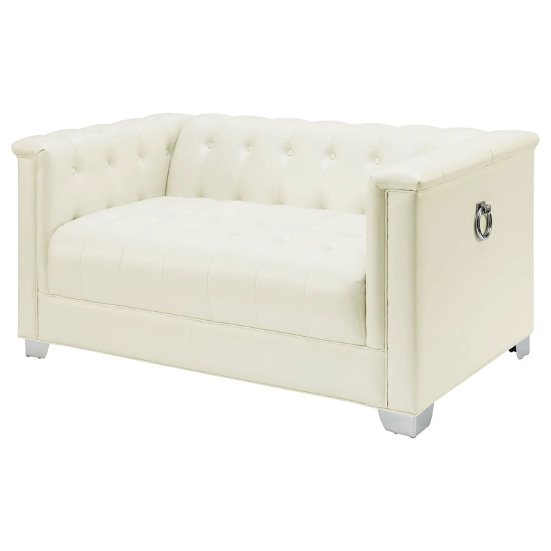 Earline - Upholstered Track Arm Loveseat - White by HouseOfZazla
